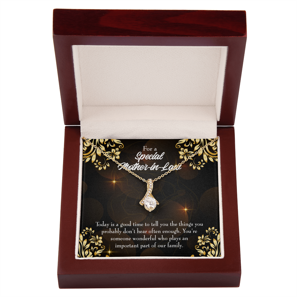 To My Mother-in-Law Someone Wonderful Alluring Ribbon Necklace Message Card-Express Your Love Gifts