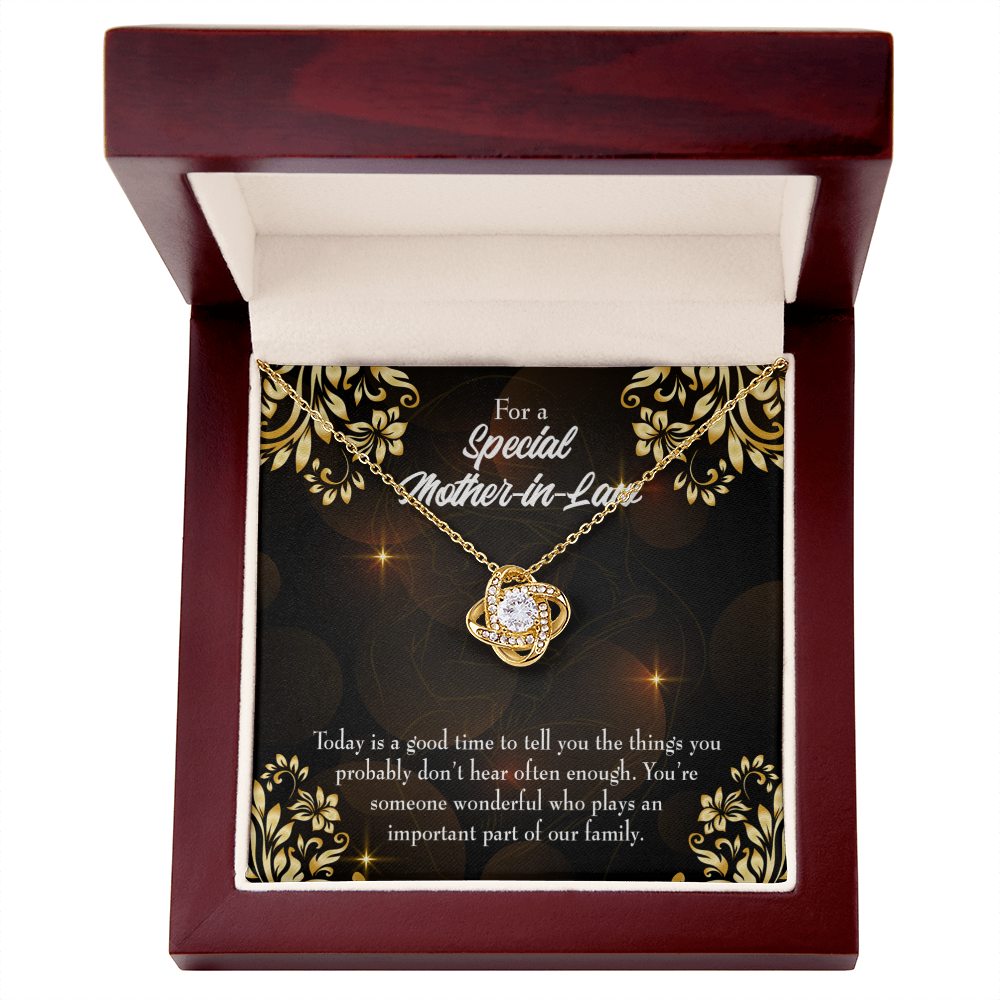 To My Mother-in-Law Someone Wonderful Infinity Knot Necklace Message Card-Express Your Love Gifts