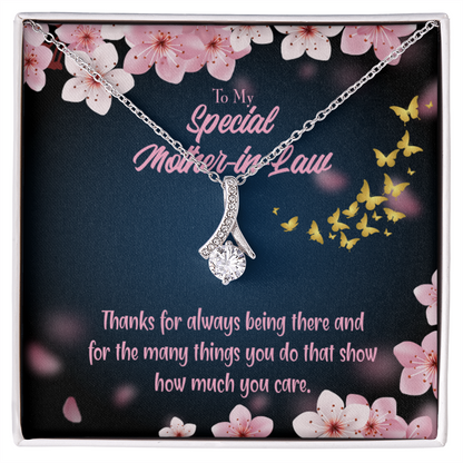 To My Mother-in-Law Thanks Always Alluring Ribbon Necklace Message Card-Express Your Love Gifts