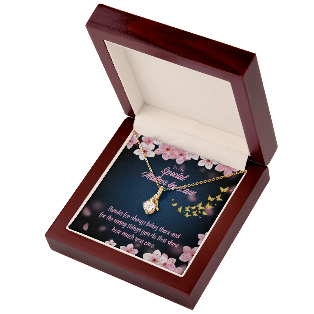 To My Mother-in-Law Thanks Always Alluring Ribbon Necklace Message Card-Express Your Love Gifts