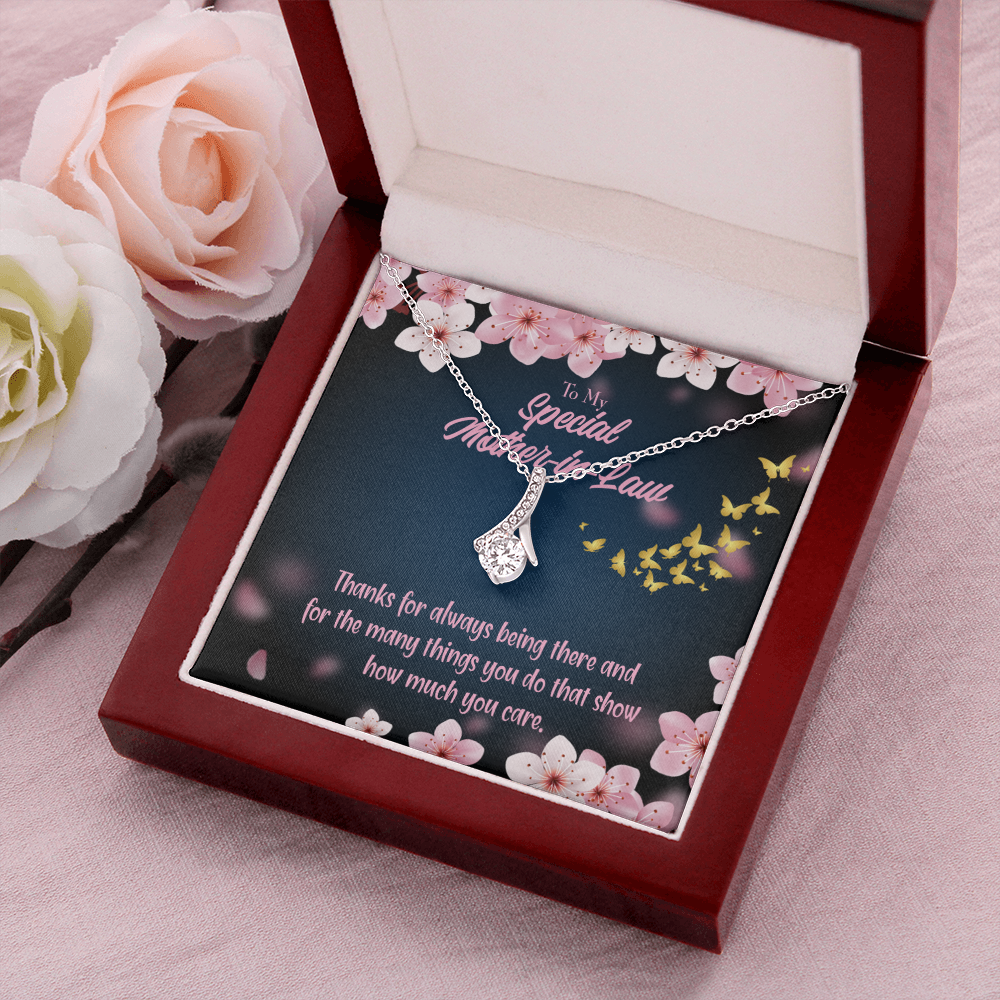 To My Mother-in-Law Thanks Always Alluring Ribbon Necklace Message Card-Express Your Love Gifts