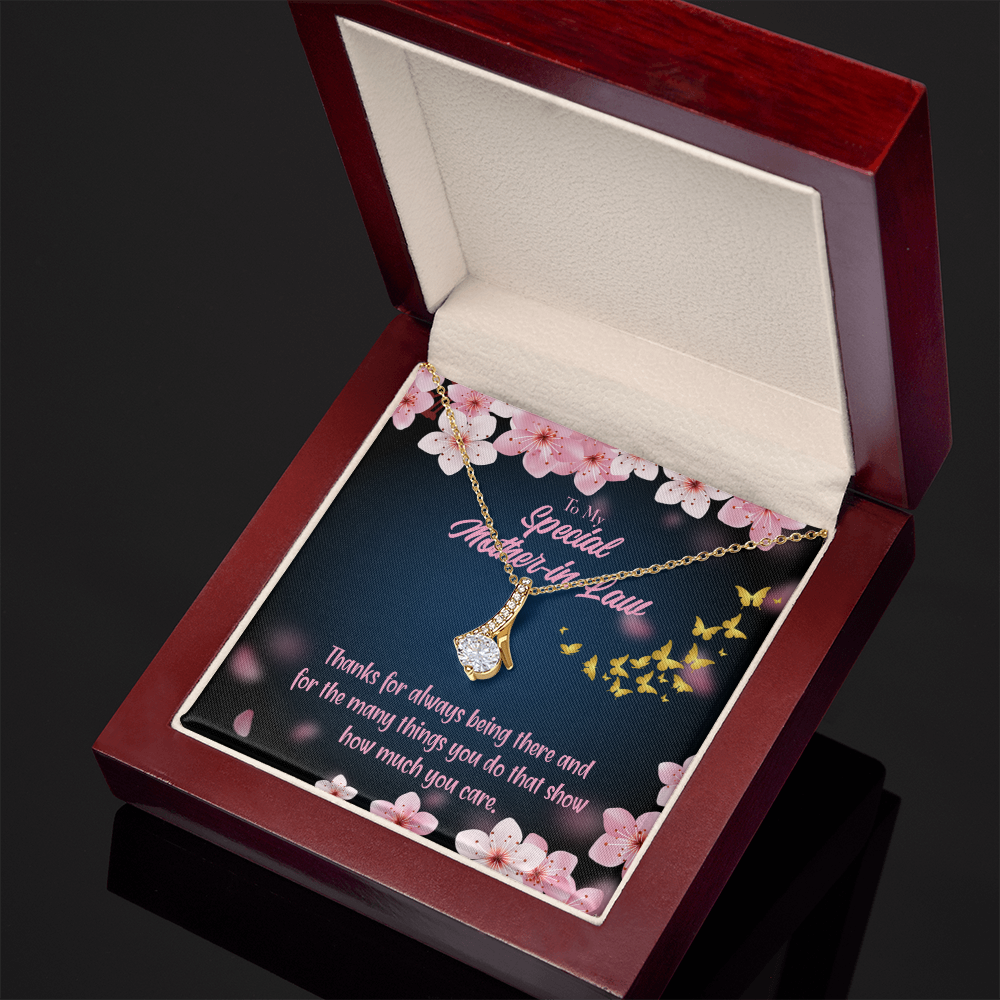 To My Mother-in-Law Thanks Always Alluring Ribbon Necklace Message Card-Express Your Love Gifts