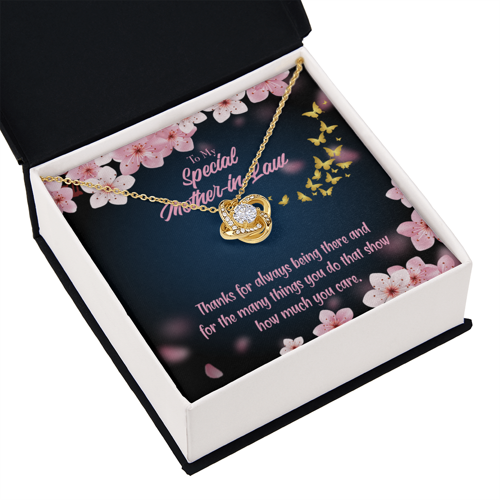 To My Mother-in-Law Thanks Always Infinity Knot Necklace Message Card-Express Your Love Gifts