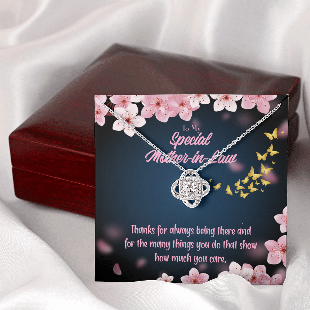 To My Mother-in-Law Thanks Always Infinity Knot Necklace Message Card-Express Your Love Gifts