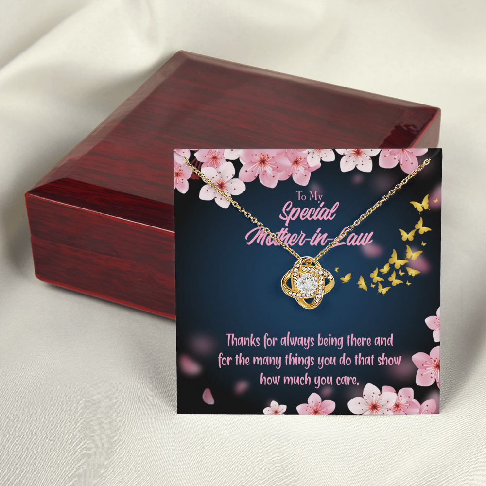 To My Mother-in-Law Thanks Always Infinity Knot Necklace Message Card-Express Your Love Gifts