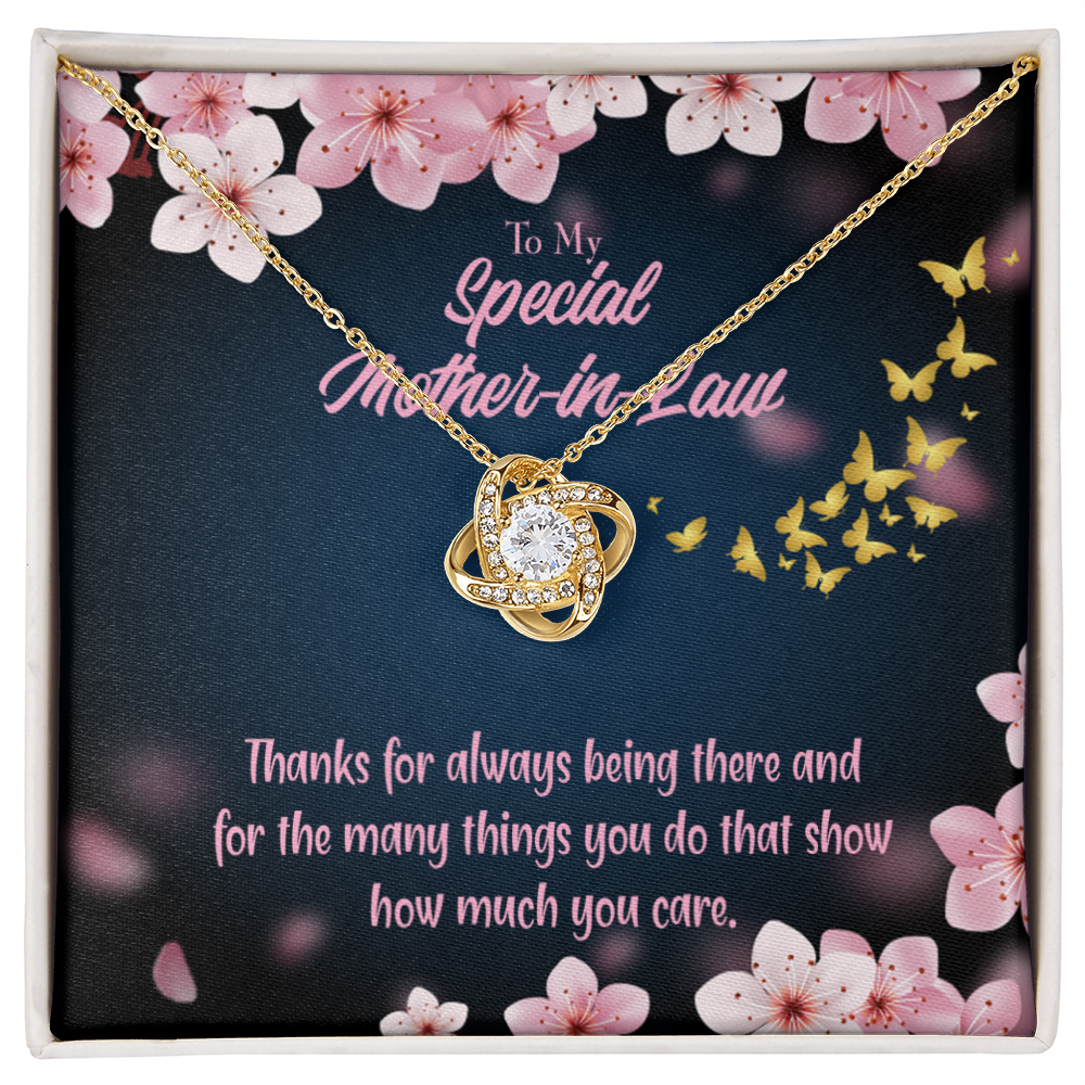 To My Mother-in-Law Thanks Always Infinity Knot Necklace Message Card-Express Your Love Gifts