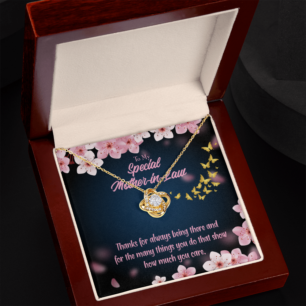 To My Mother-in-Law Thanks Always Infinity Knot Necklace Message Card-Express Your Love Gifts