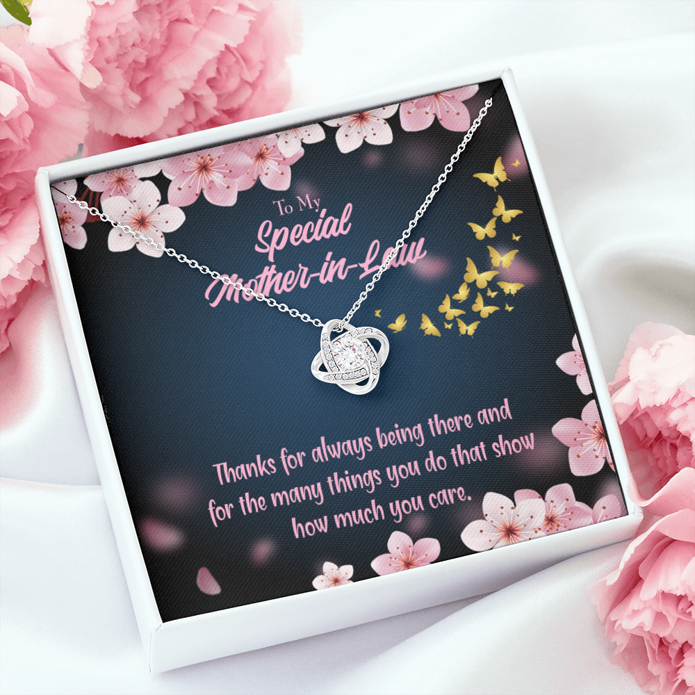 To My Mother-in-Law Thanks Always Infinity Knot Necklace Message Card-Express Your Love Gifts