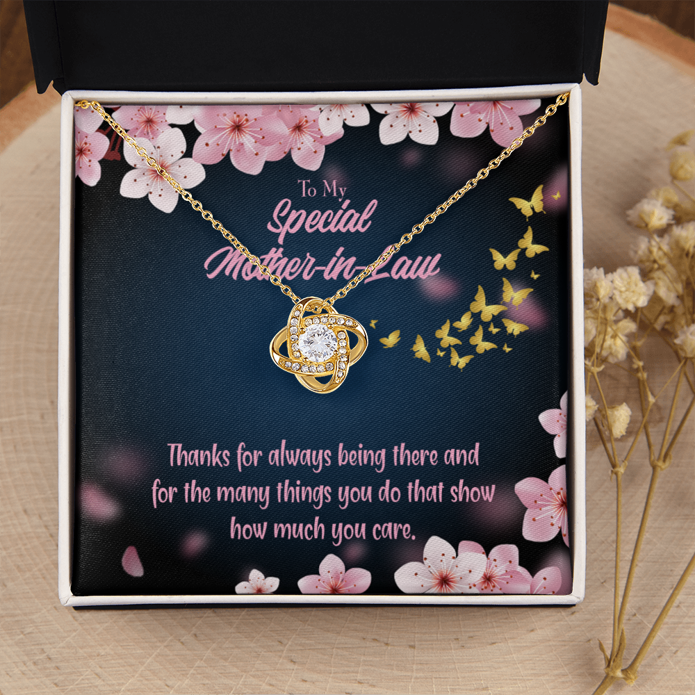 To My Mother-in-Law Thanks Always Infinity Knot Necklace Message Card-Express Your Love Gifts