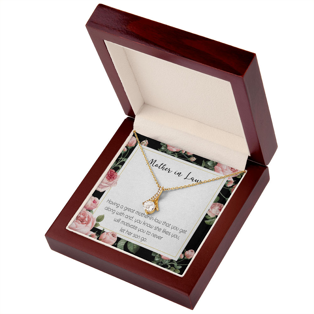 To My Mother-in-Law That Motivate Alluring Ribbon Necklace Message Card-Express Your Love Gifts