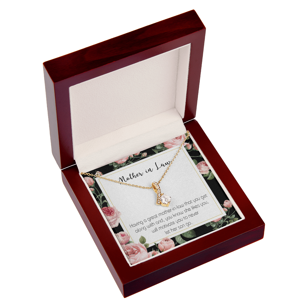 To My Mother-in-Law That Motivate Alluring Ribbon Necklace Message Card-Express Your Love Gifts