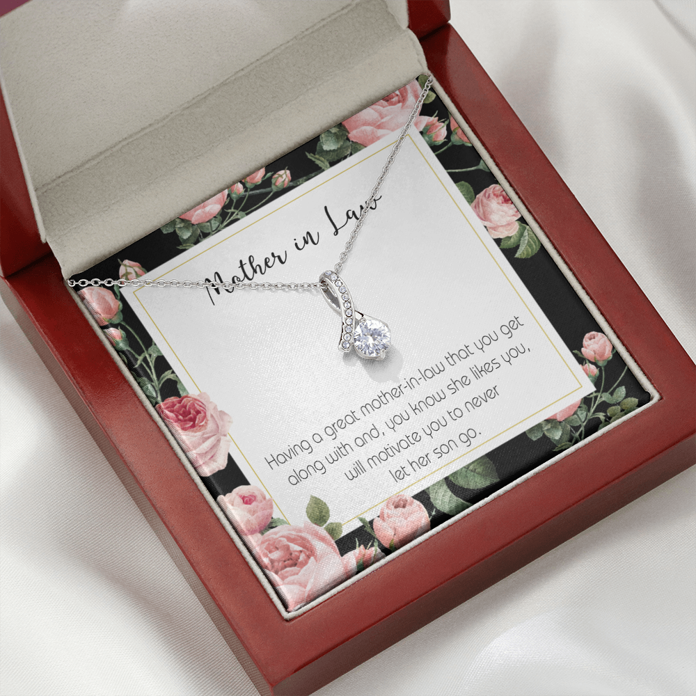 To My Mother-in-Law That Motivate Alluring Ribbon Necklace Message Card-Express Your Love Gifts