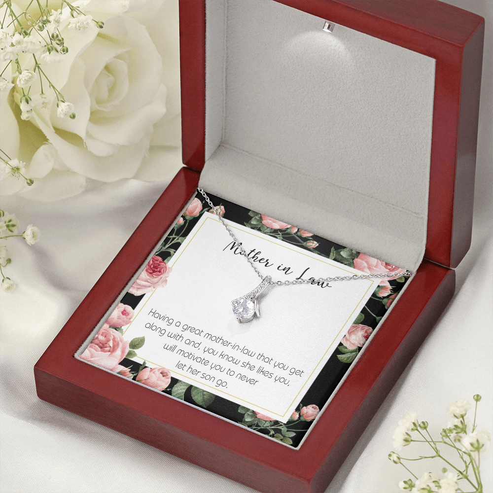 To My Mother-in-Law That Motivate Alluring Ribbon Necklace Message Card-Express Your Love Gifts