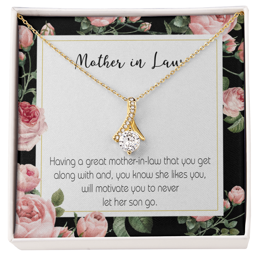 To My Mother-in-Law That Motivate Alluring Ribbon Necklace Message Card-Express Your Love Gifts