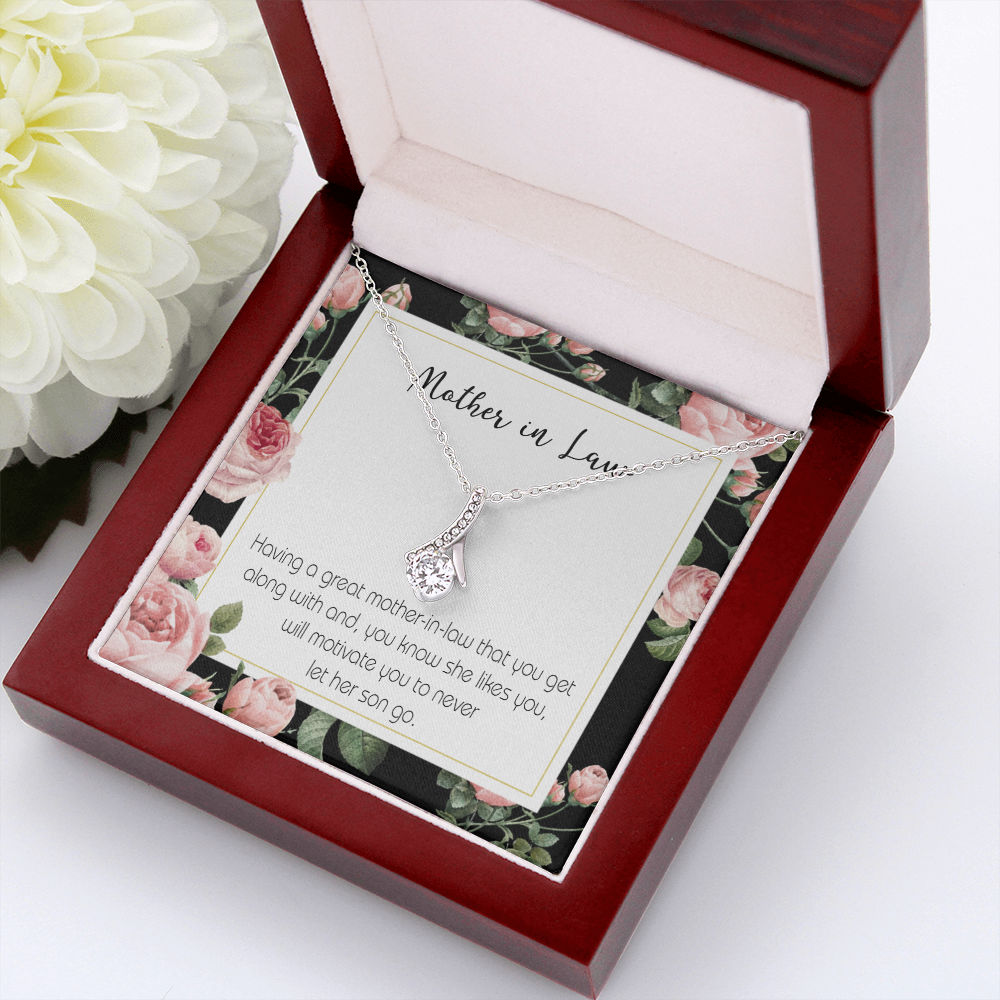 To My Mother-in-Law That Motivate Alluring Ribbon Necklace Message Card-Express Your Love Gifts