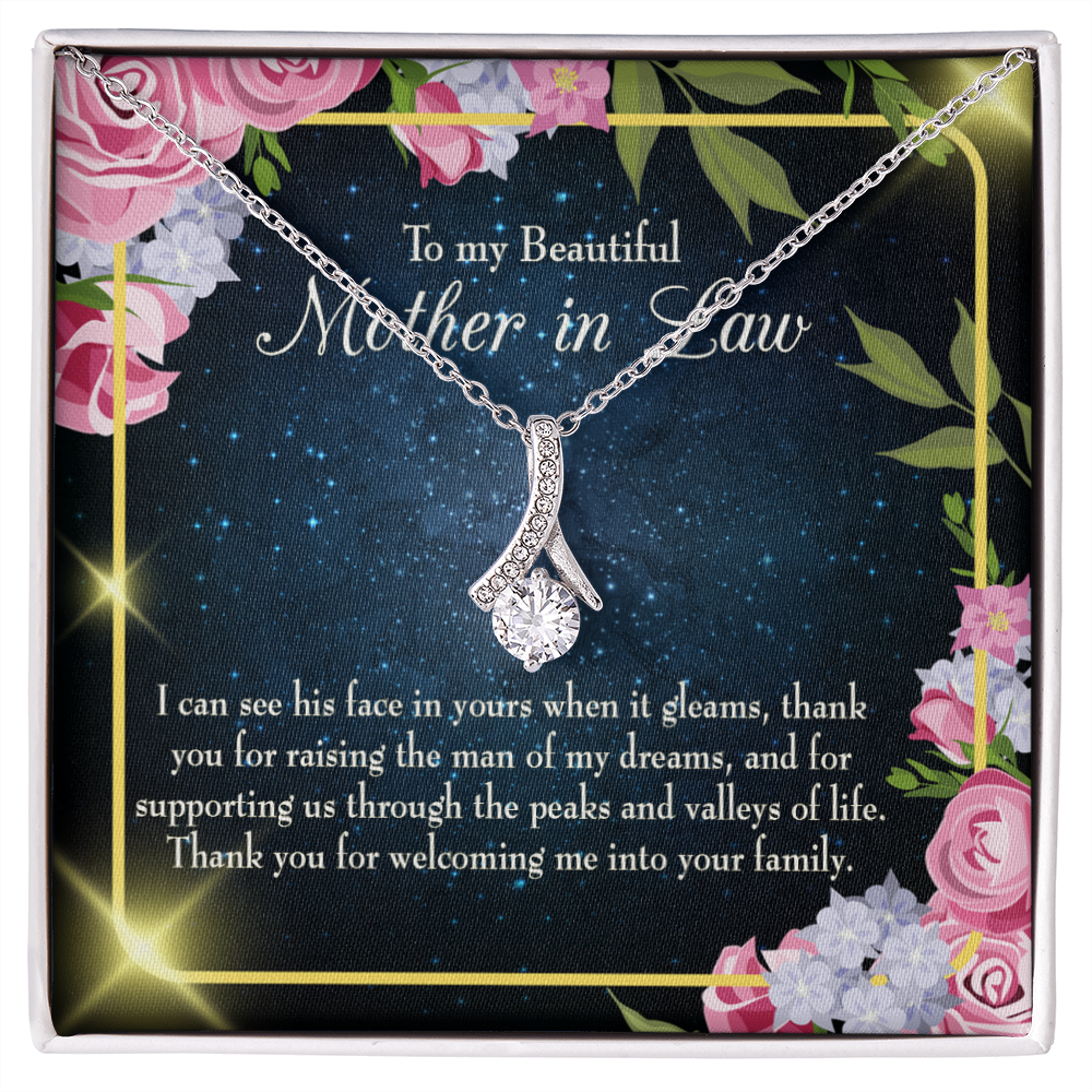 To My Mother-in-Law To My Beutiful Mother-in-Law Alluring Ribbon Necklace Message Card-Express Your Love Gifts