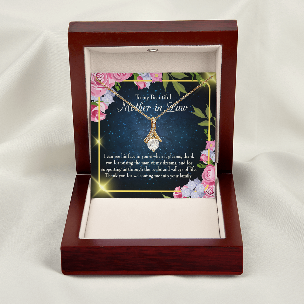 To My Mother-in-Law To My Beutiful Mother-in-Law Alluring Ribbon Necklace Message Card-Express Your Love Gifts