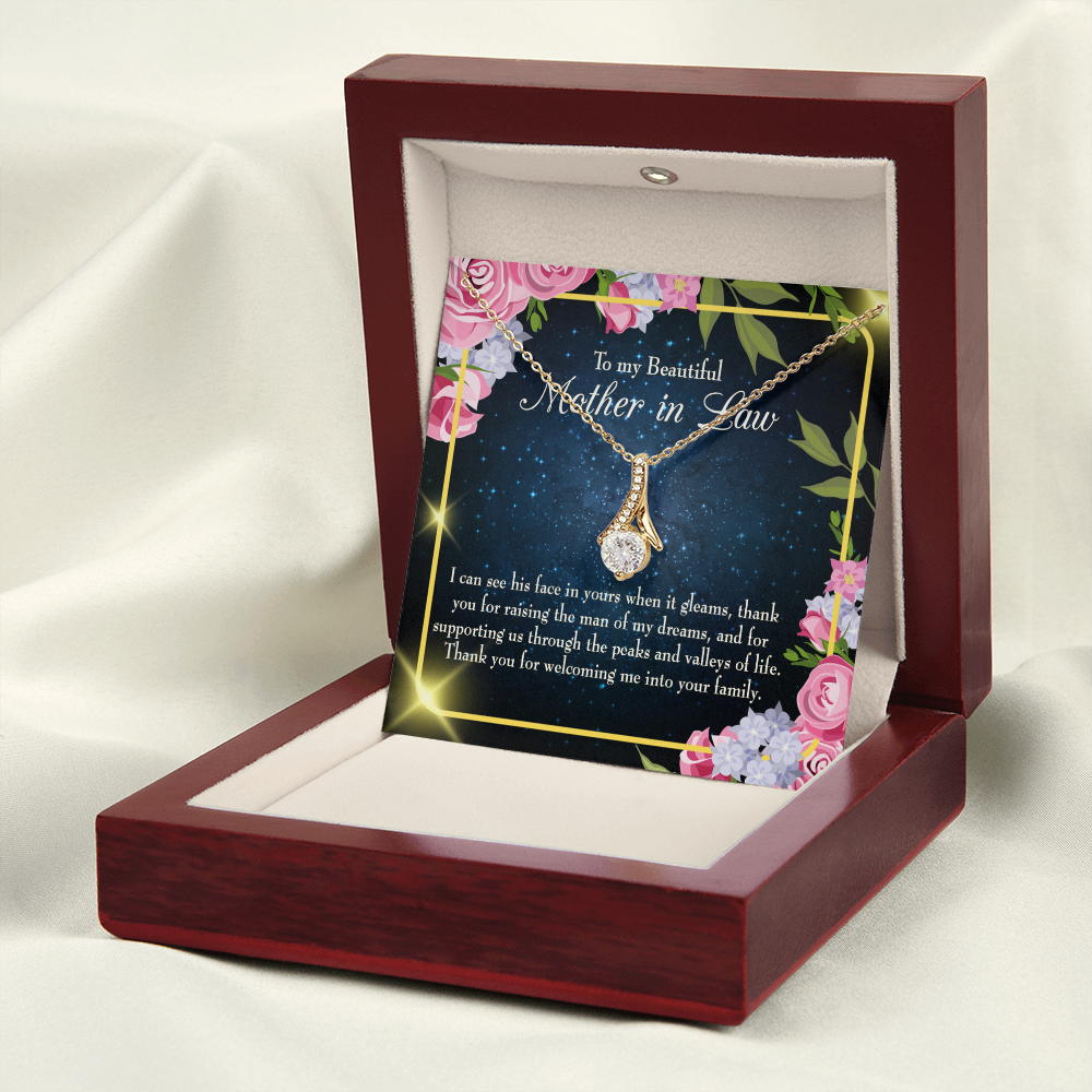 To My Mother-in-Law To My Beutiful Mother-in-Law Alluring Ribbon Necklace Message Card-Express Your Love Gifts