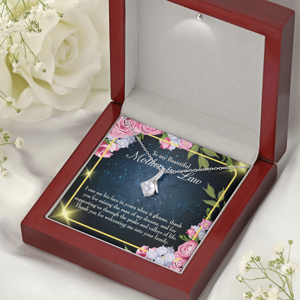 To My Mother-in-Law To My Beutiful Mother-in-Law Alluring Ribbon Necklace Message Card-Express Your Love Gifts