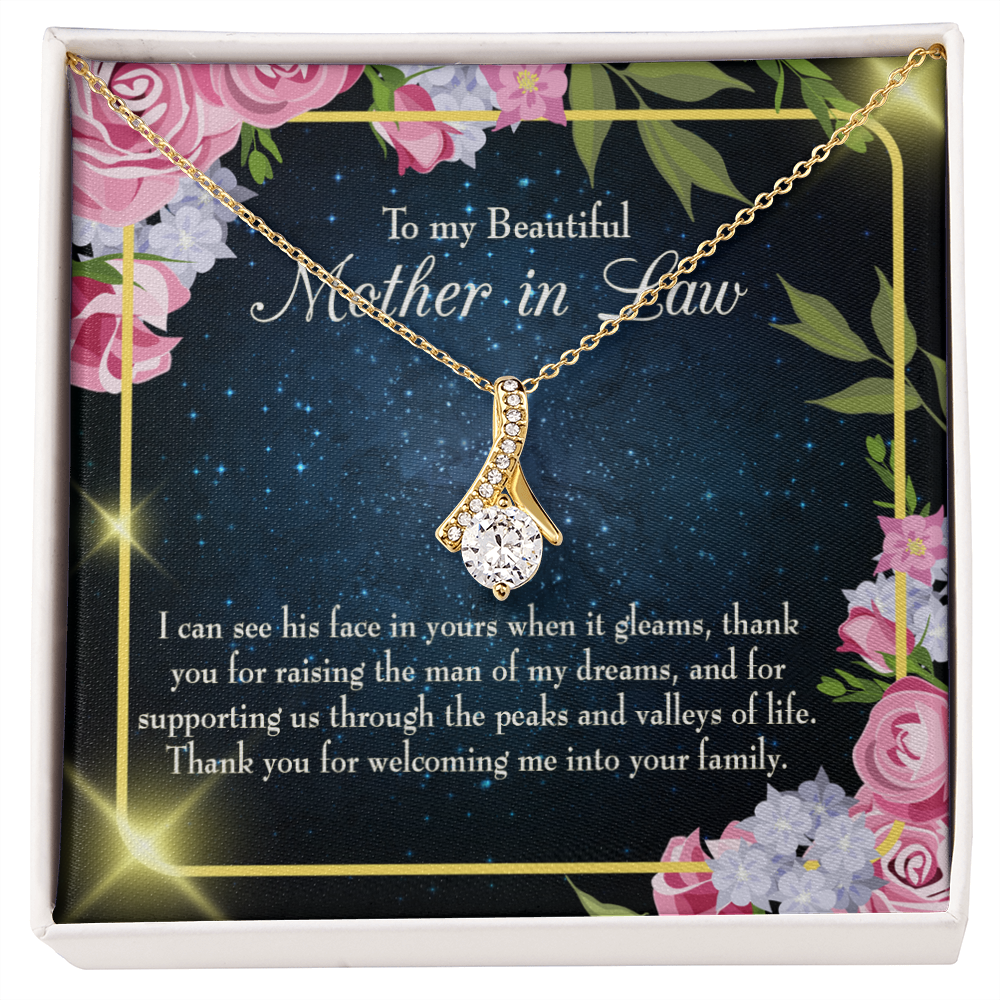 To My Mother-in-Law To My Beutiful Mother-in-Law Alluring Ribbon Necklace Message Card-Express Your Love Gifts