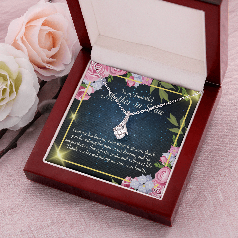 To My Mother-in-Law To My Beutiful Mother-in-Law Alluring Ribbon Necklace Message Card-Express Your Love Gifts