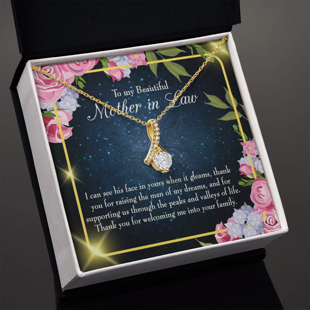 To My Mother-in-Law To My Beutiful Mother-in-Law Alluring Ribbon Necklace Message Card-Express Your Love Gifts