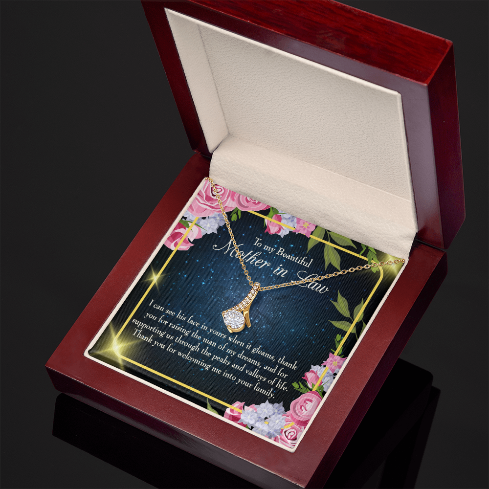 To My Mother-in-Law To My Beutiful Mother-in-Law Alluring Ribbon Necklace Message Card-Express Your Love Gifts