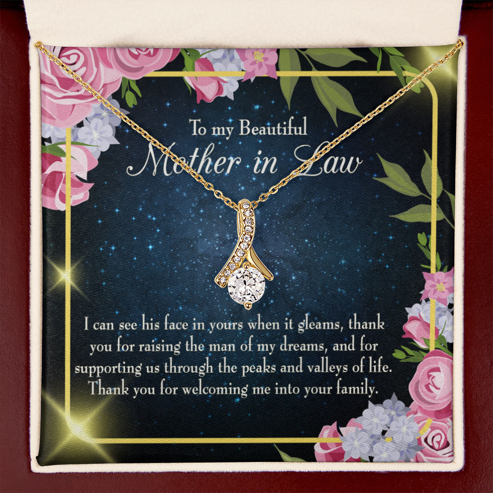 To My Mother-in-Law To My Beutiful Mother-in-Law Alluring Ribbon Necklace Message Card-Express Your Love Gifts