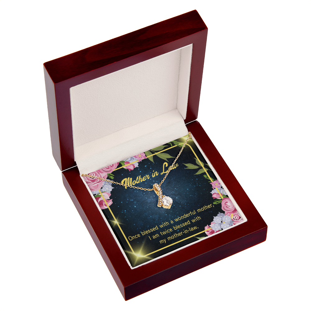 To My Mother-in-Law Twice Blessed Alluring Ribbon Necklace Message Card-Express Your Love Gifts