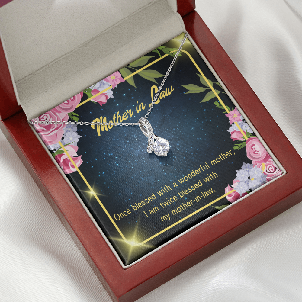 To My Mother-in-Law Twice Blessed Alluring Ribbon Necklace Message Card-Express Your Love Gifts