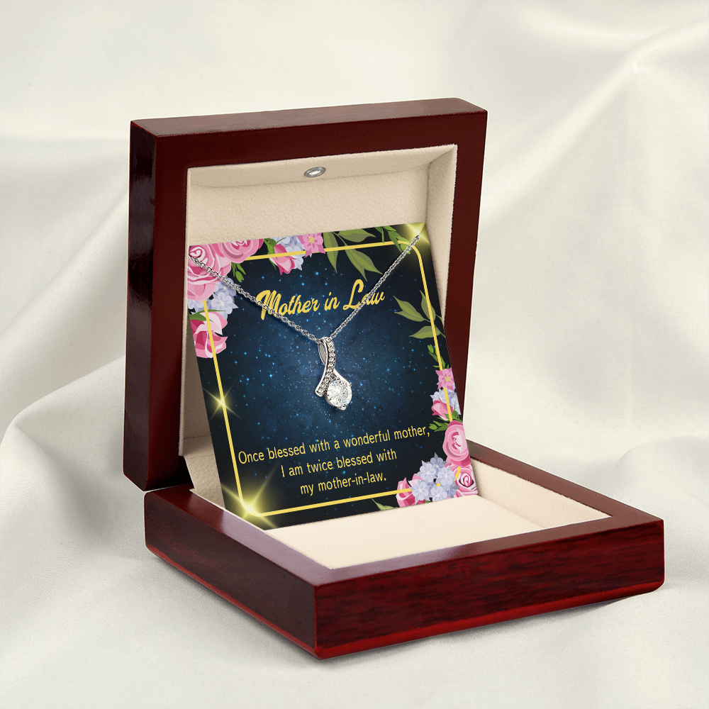 To My Mother-in-Law Twice Blessed Alluring Ribbon Necklace Message Card-Express Your Love Gifts