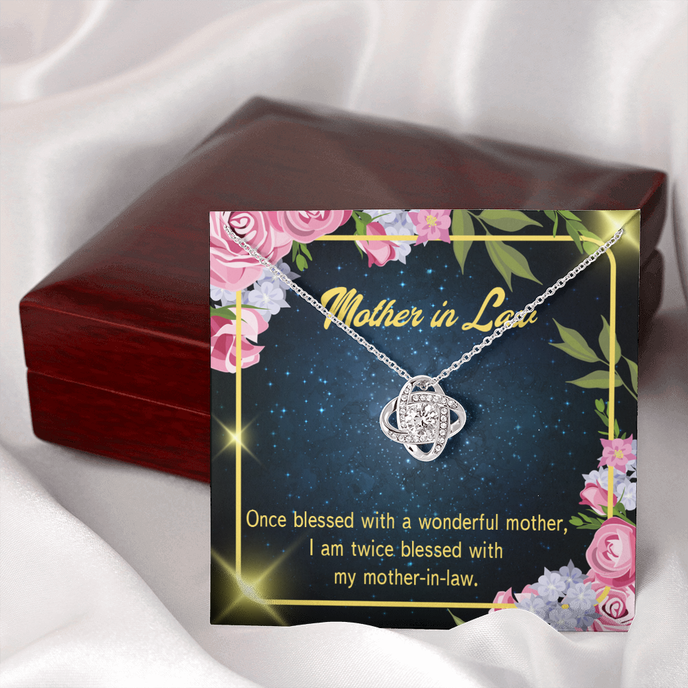 To My Mother-in-Law Twice Blessed Infinity Knot Necklace Message Card-Express Your Love Gifts