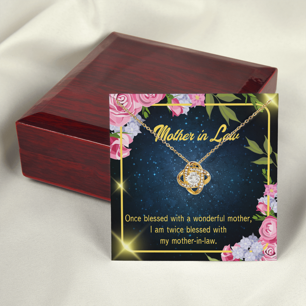 To My Mother-in-Law Twice Blessed Infinity Knot Necklace Message Card-Express Your Love Gifts