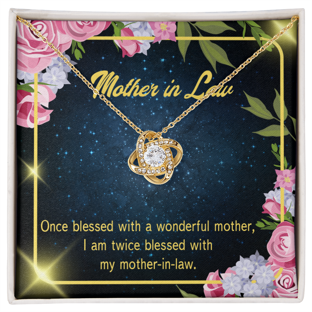 To My Mother-in-Law Twice Blessed Infinity Knot Necklace Message Card-Express Your Love Gifts