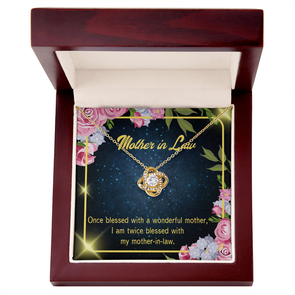 To My Mother-in-Law Twice Blessed Infinity Knot Necklace Message Card-Express Your Love Gifts