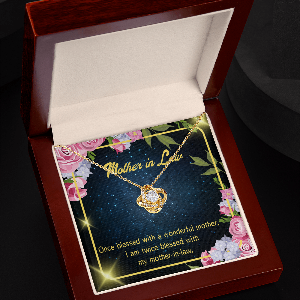 To My Mother-in-Law Twice Blessed Infinity Knot Necklace Message Card-Express Your Love Gifts