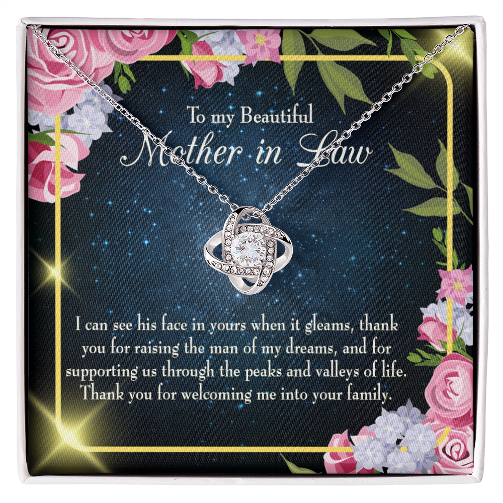 To My Mother-in-Law Valleys of Life Infinity Knot Necklace Message Card-Express Your Love Gifts