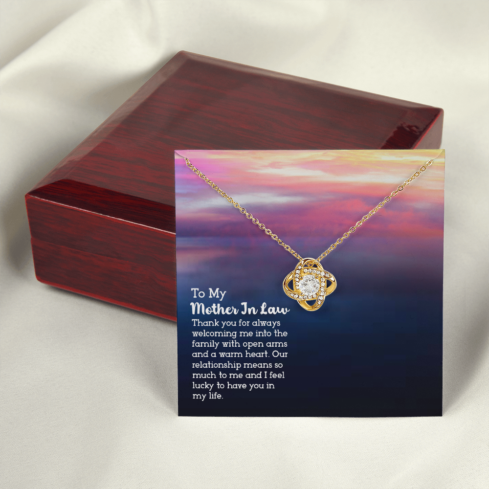 To My Mother-in-Law Warm Heart Infinity Knot Necklace Message Card-Express Your Love Gifts