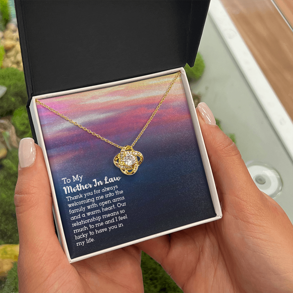 To My Mother-in-Law Warm Heart Infinity Knot Necklace Message Card-Express Your Love Gifts