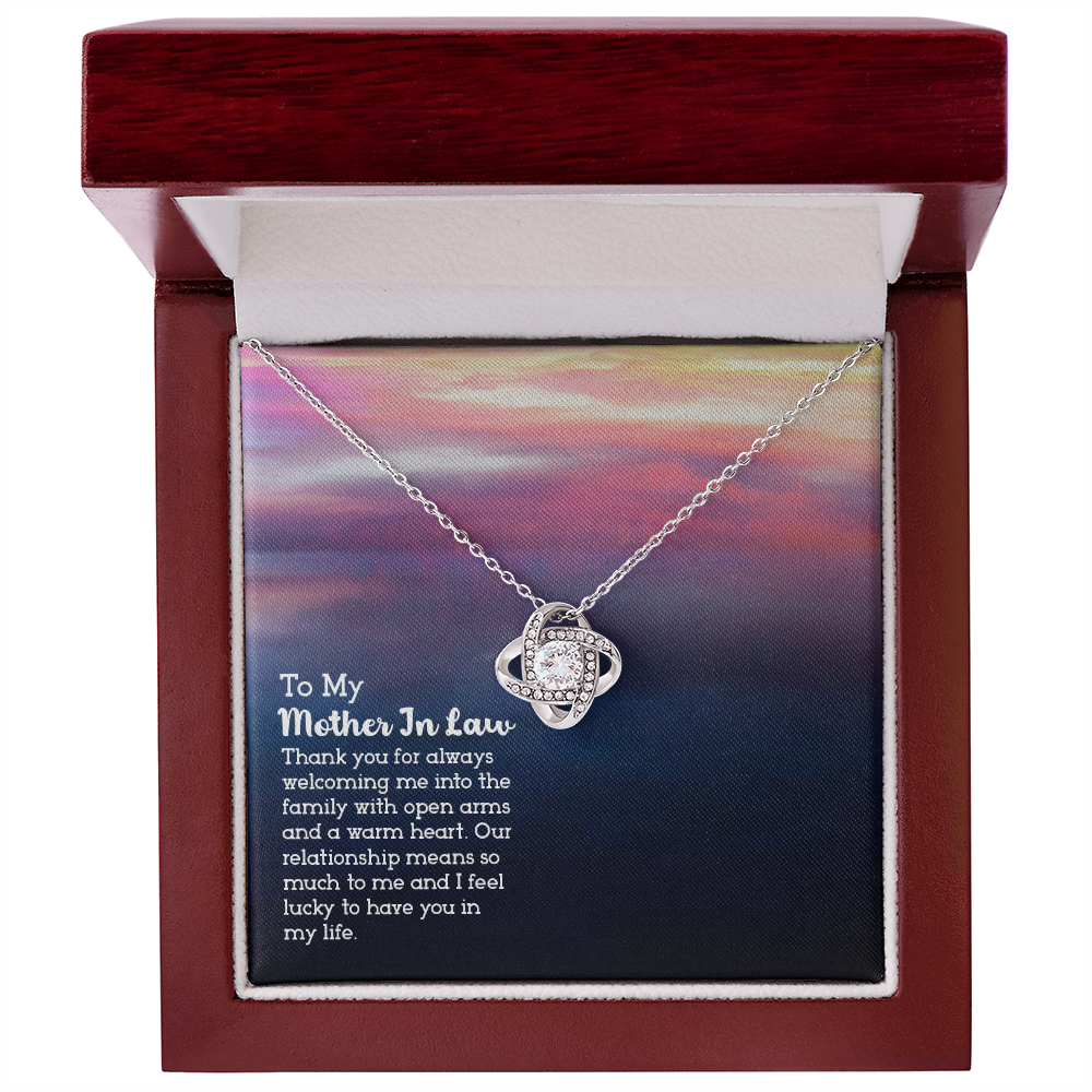 To My Mother-in-Law Warm Heart Infinity Knot Necklace Message Card-Express Your Love Gifts