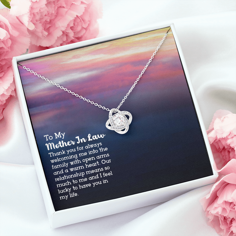 To My Mother-in-Law Warm Heart Infinity Knot Necklace Message Card-Express Your Love Gifts