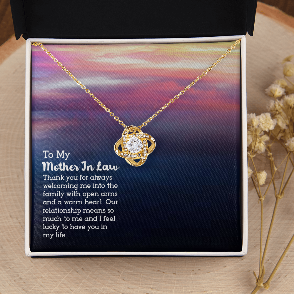 To My Mother-in-Law Warm Heart Infinity Knot Necklace Message Card-Express Your Love Gifts