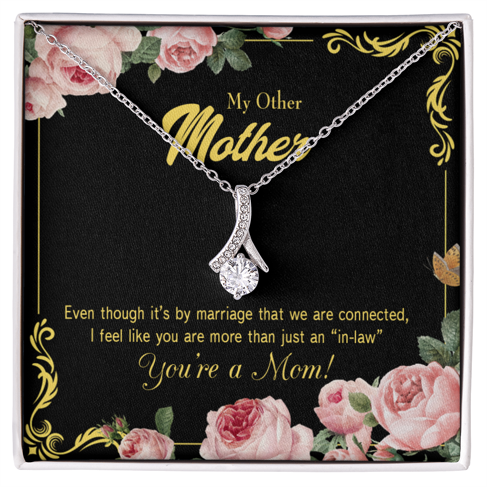 To My Mother-in-Law We Are Connected Alluring Ribbon Necklace Message Card-Express Your Love Gifts