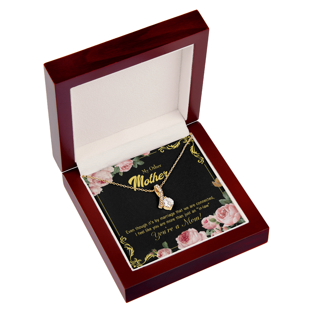 To My Mother-in-Law We Are Connected Alluring Ribbon Necklace Message Card-Express Your Love Gifts