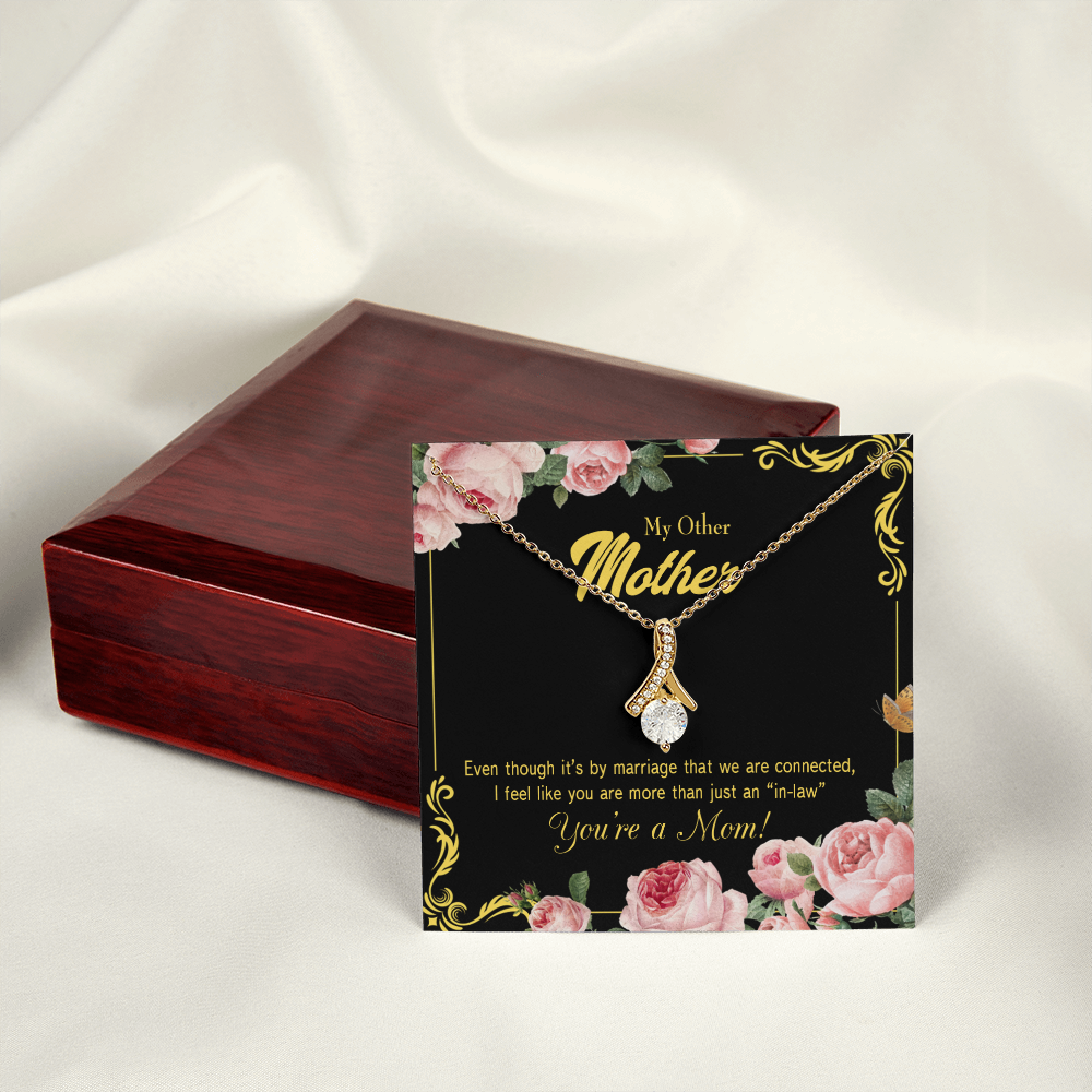 To My Mother-in-Law We Are Connected Alluring Ribbon Necklace Message Card-Express Your Love Gifts