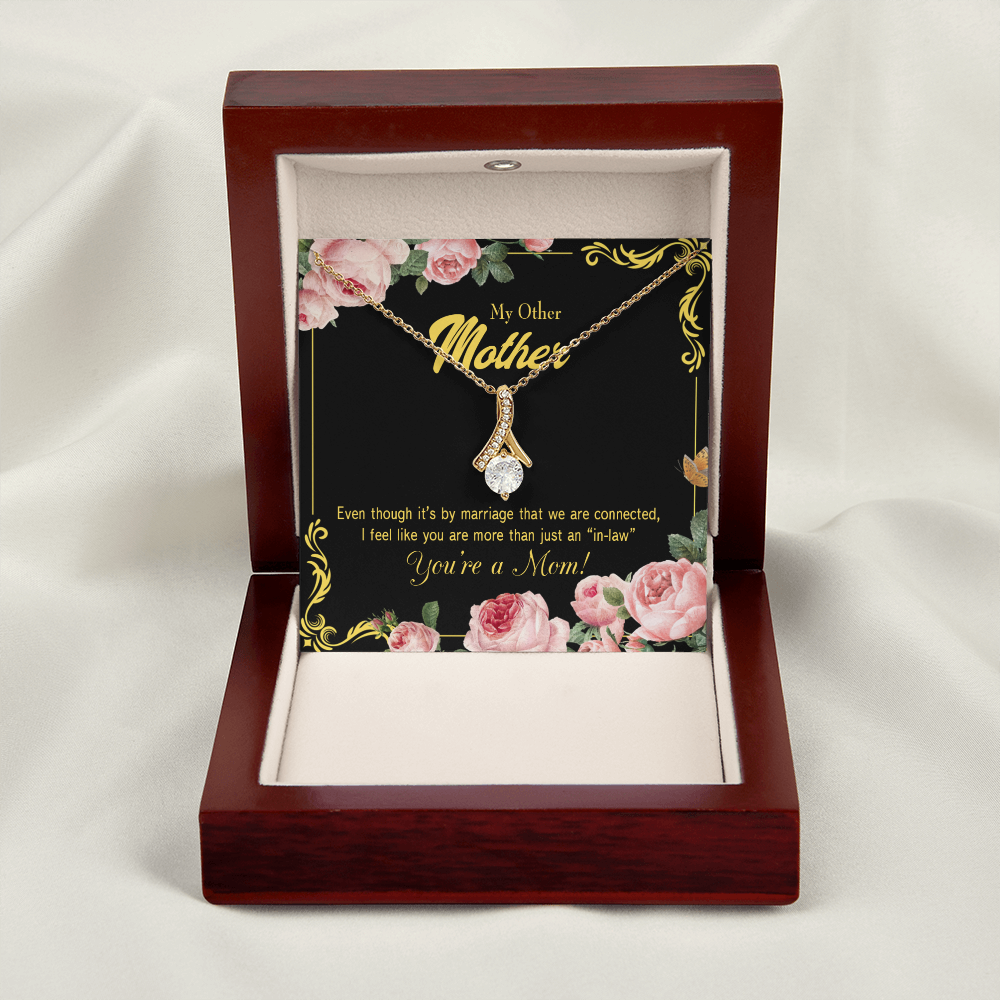 To My Mother-in-Law We Are Connected Alluring Ribbon Necklace Message Card-Express Your Love Gifts