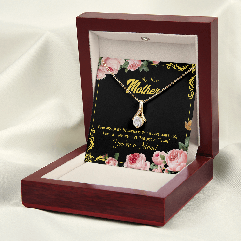 To My Mother-in-Law We Are Connected Alluring Ribbon Necklace Message Card-Express Your Love Gifts