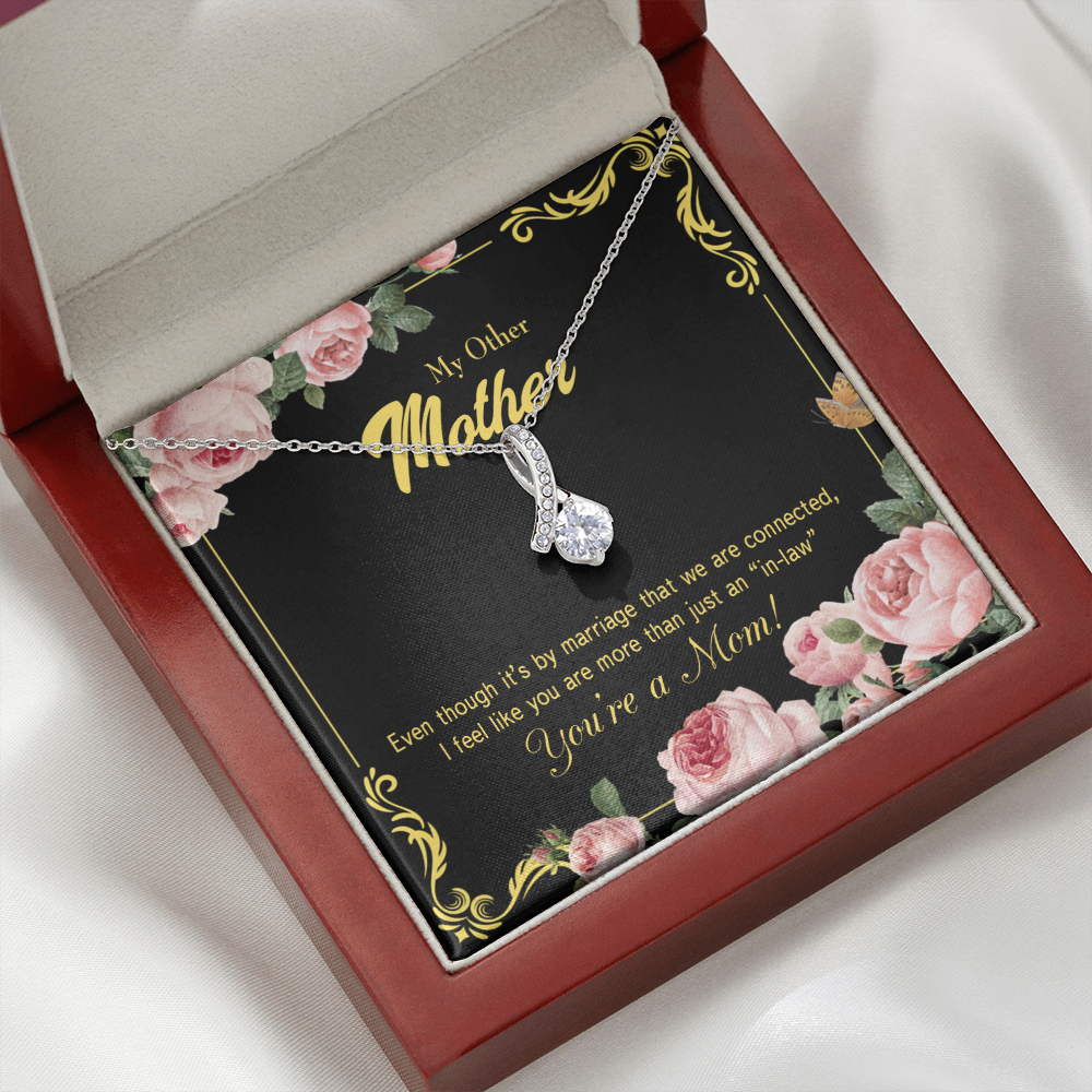 To My Mother-in-Law We Are Connected Alluring Ribbon Necklace Message Card-Express Your Love Gifts