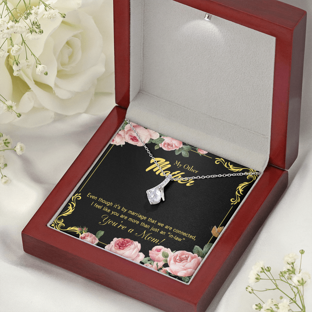 To My Mother-in-Law We Are Connected Alluring Ribbon Necklace Message Card-Express Your Love Gifts