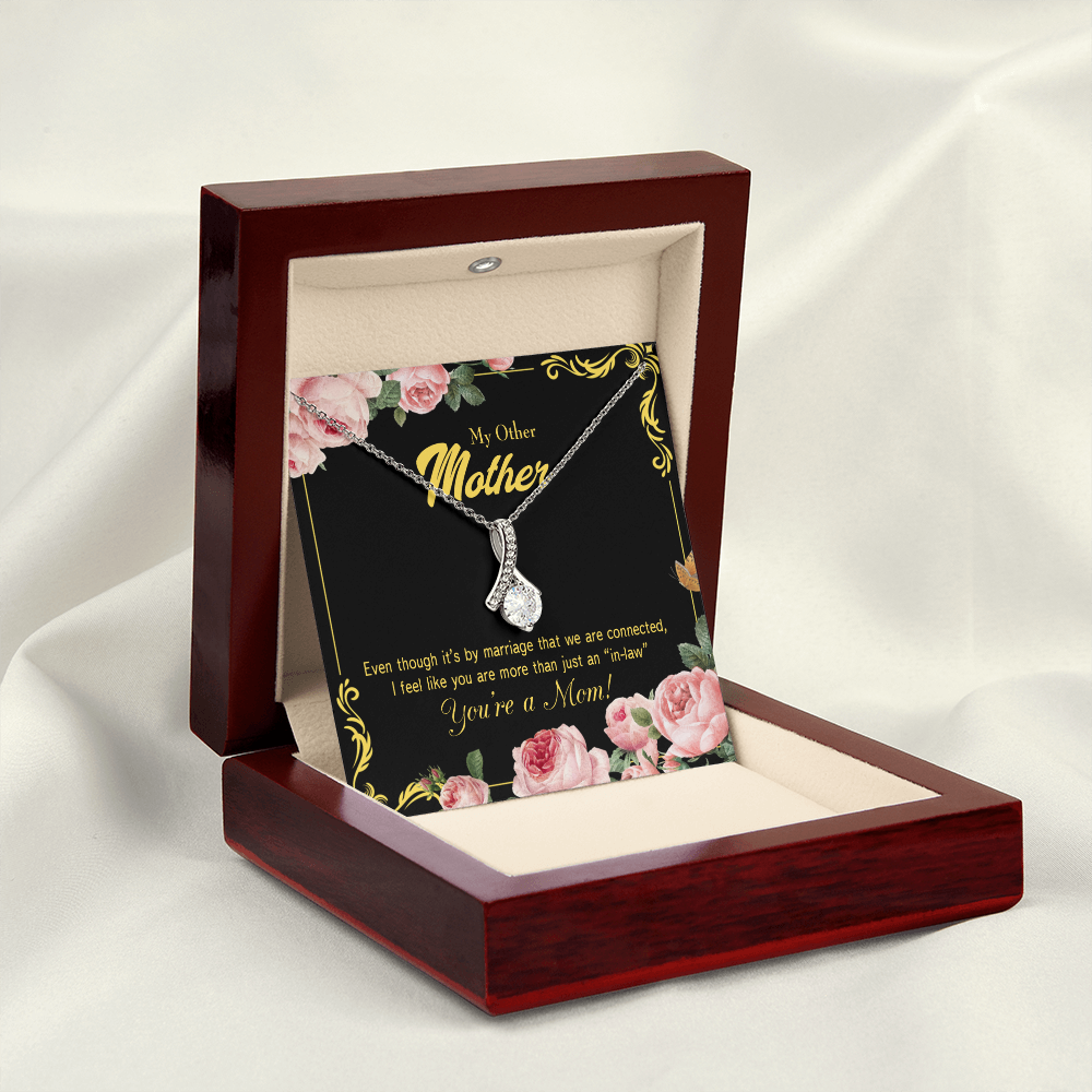 To My Mother-in-Law We Are Connected Alluring Ribbon Necklace Message Card-Express Your Love Gifts